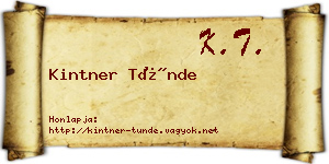 Kintner Tünde névjegykártya